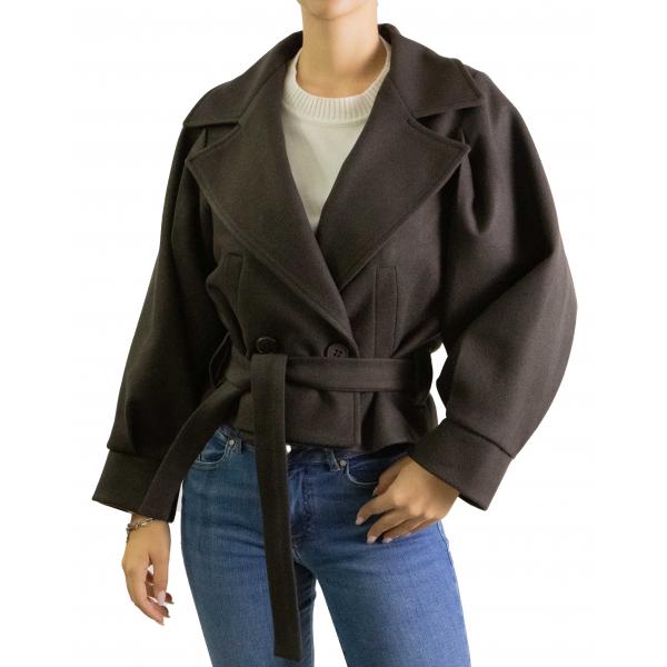 Cappottino corto con cinta e bottoni tinta unita Options